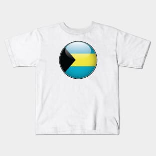 Bahamas National Flag Glossy Button Kids T-Shirt